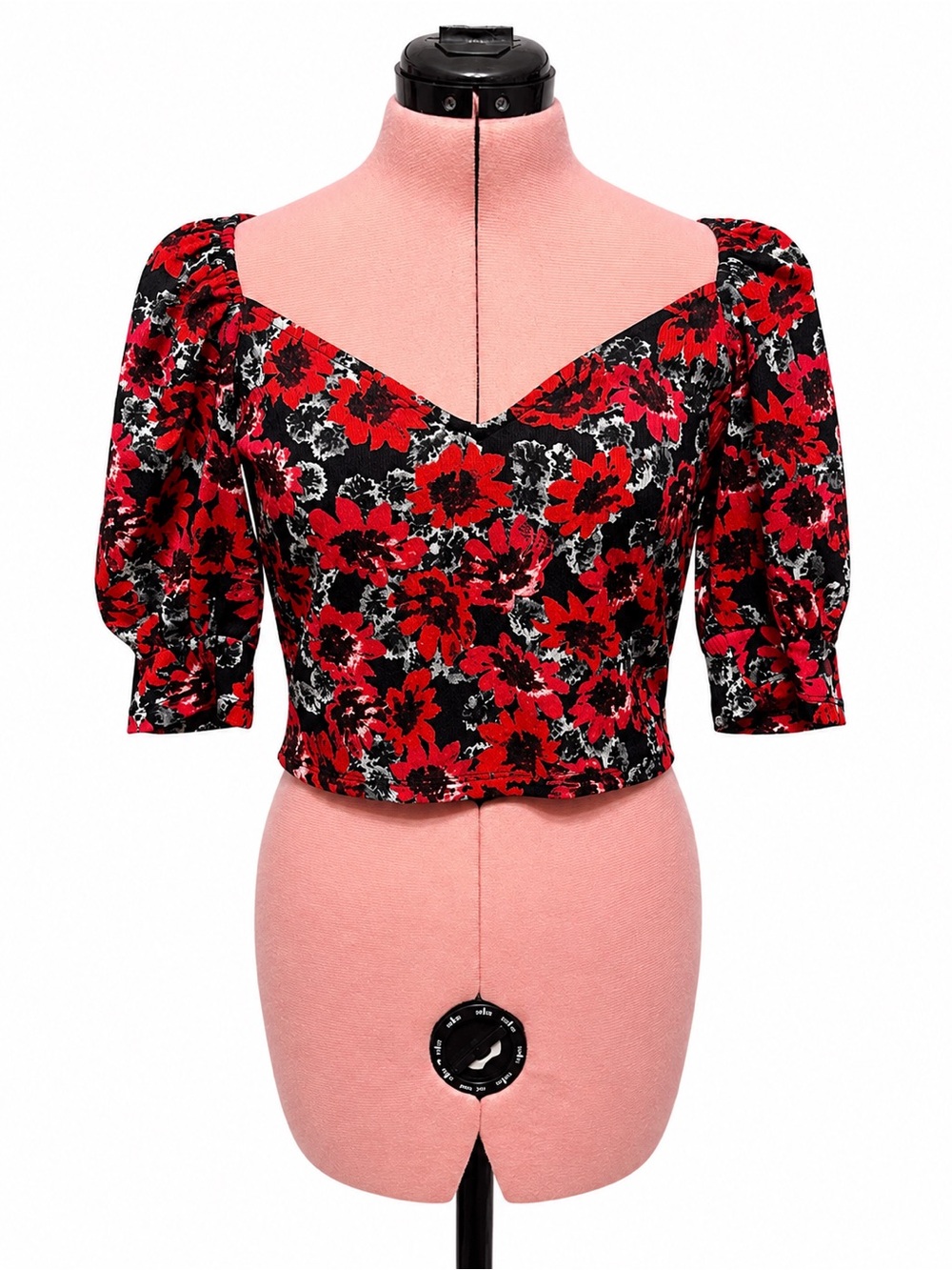 Floral Puff Sleeve Crop Top – Women’s Medium